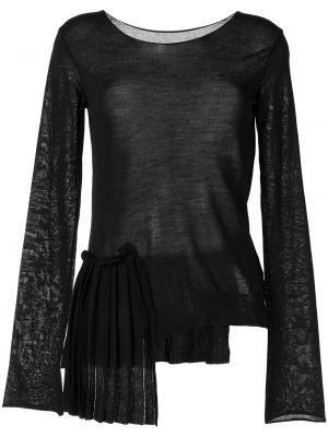 Плисиран асиметричен пуловер Yohji Yamamoto черно