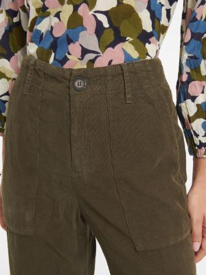 Sametové manšestrové rovné kalhoty Velvet zelené