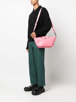 Shopperka skórzana Longchamp różowa