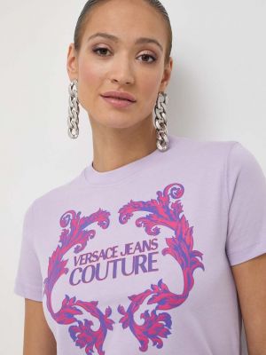 Фіолетова бавовняна футболка Versace Jeans Couture