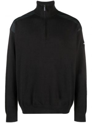 Памучен пуловер с цип Calvin Klein черно