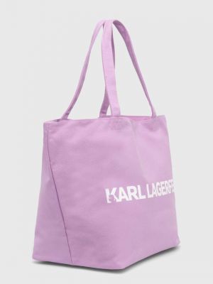Pamučna torbica Karl Lagerfeld ljubičasta