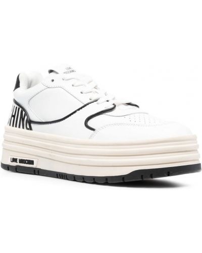 Sneakersy na platformie z nadrukiem Love Moschino białe