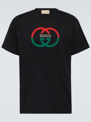 Памучна тениска от джърси Gucci черно