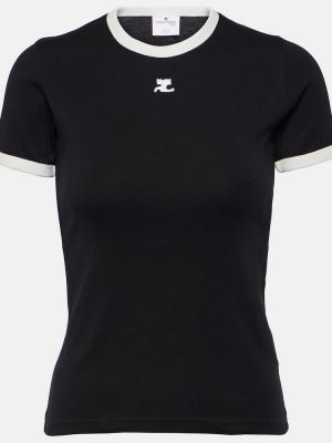 Βαμβακερή μπλούζα από ζέρσεϋ Courreges μαύρο