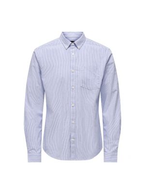 Camisa con botones de algodón button down Only & Sons azul