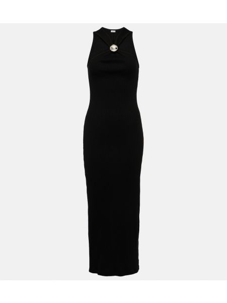 Хлопковое длинное платье Loewe черное