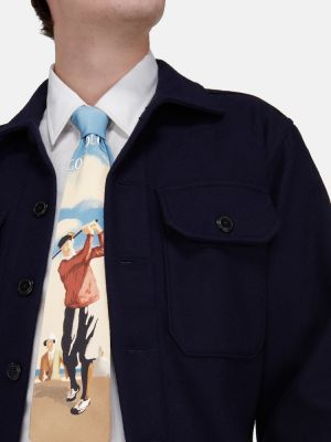 Hedvábná kravata s potiskem Polo Ralph Lauren modrá