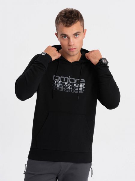 Kapučdžemperis ar apdruku Ombre melns