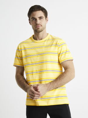 Тениска на райета Celio жълто