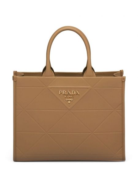 Læder shopping bag Prada brun