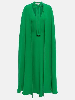Robe mi-longue en soie en crêpe Valentino vert