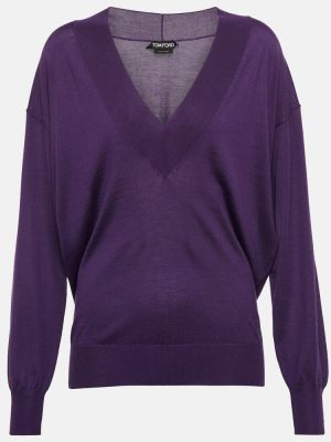 Kašmírový hodvábny sveter Tom Ford fialová