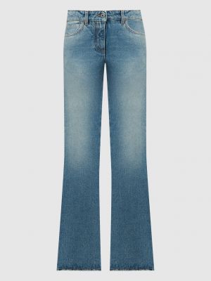Синие джинсы клеш с потертостями Off-white