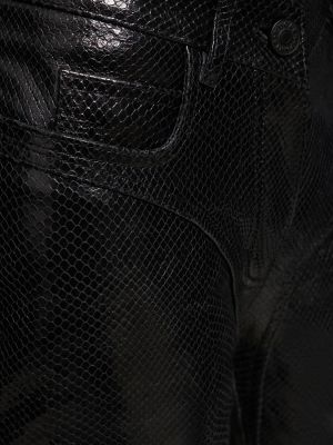 Kožené nohavice so vzorom hadej kože Mugler čierna