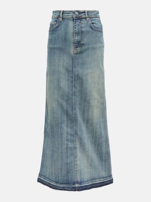 Džínsová sukňa s vysokým pásom Ganni modrá