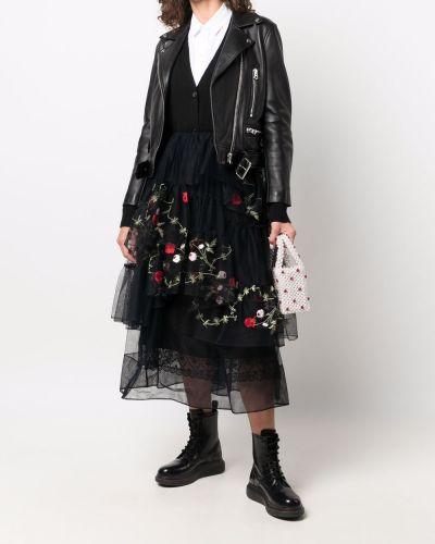 Falda con bordado de flores de tul Simone Rocha negro