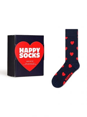 Носки с сердечками Happy Socks синие