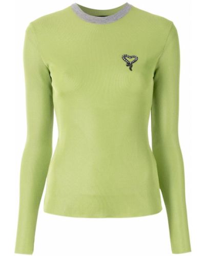 Jersey de tela jersey con apliques con corazón Eva verde
