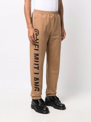 Kalhoty s potiskem Helmut Lang hnědé
