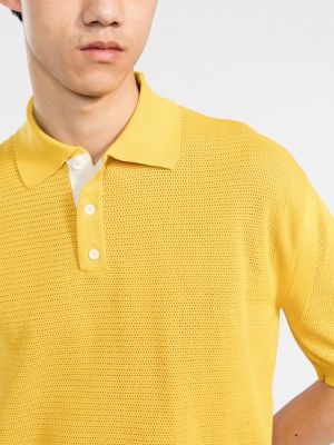 Polo en tricot ajouré There Was One jaune