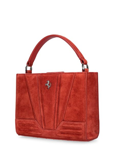 Usnjena nakupovalna torba iz semiša Ferrari rdeča