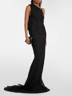 Asymetrické hedvábné dlouhé šaty Entire Studios černé