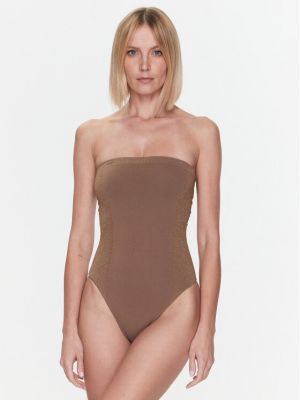 Vientisas maudymosi kostiumėlis Calvin Klein Swimwear ruda