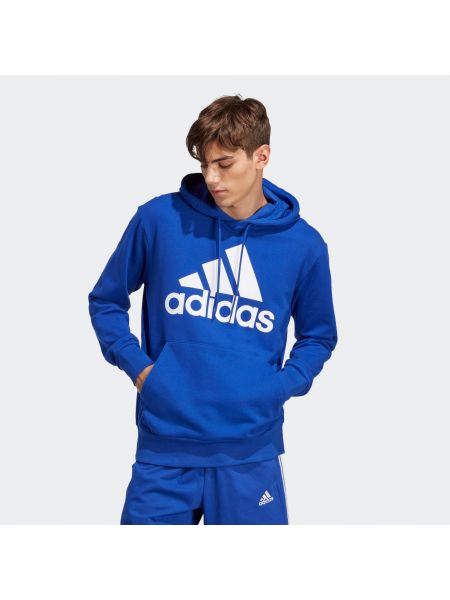 Hanorac cu glugă din bumbac Adidas Sportswear albastru
