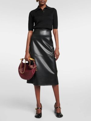 Kožená sukňa z ekologickej kože 's Max Mara čierna