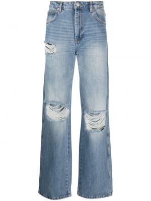 Straight fit džíny s dírami Mainless modré