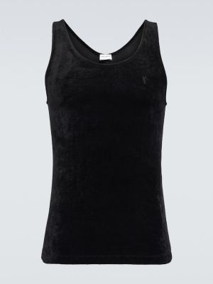 Zamatová košeľa Saint Laurent čierna