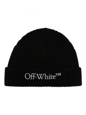 Woll mütze mit stickerei Off-white