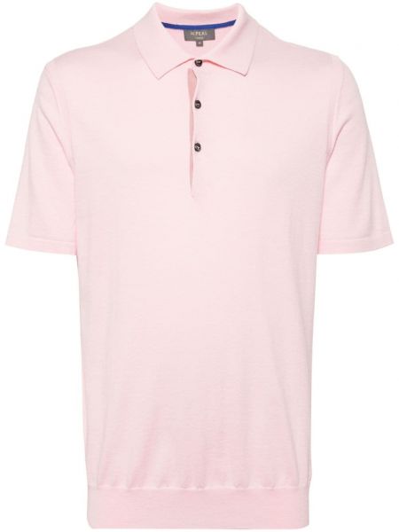 Tricou polo din cașmir din bumbac N.peal roz