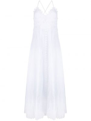 Макси рокля бродирана с v-образно деколте Charo Ruiz Ibiza бяло