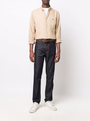 Leinen hemd mit stickerei Polo Ralph Lauren beige