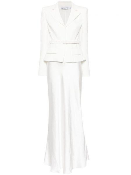 Вечерна рокля от креп Self-portrait бяло