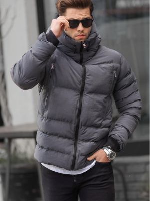 Péřový kabát s kapucí Madmext šedý
