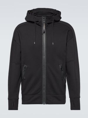 Pamučna hoodie s kapuljačom od flisa C.p. Company crna