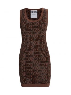 Трикотажное мини-платье с логотипом Moschino коричневый