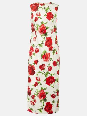 Vestido midi de algodón de flores Carolina Herrera rosa
