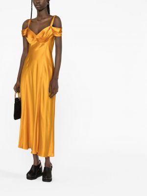 Šilkinis vakarinė suknelė satininis Alberta Ferretti oranžinė