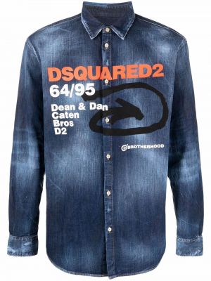 Риза с принт Dsquared2 синьо