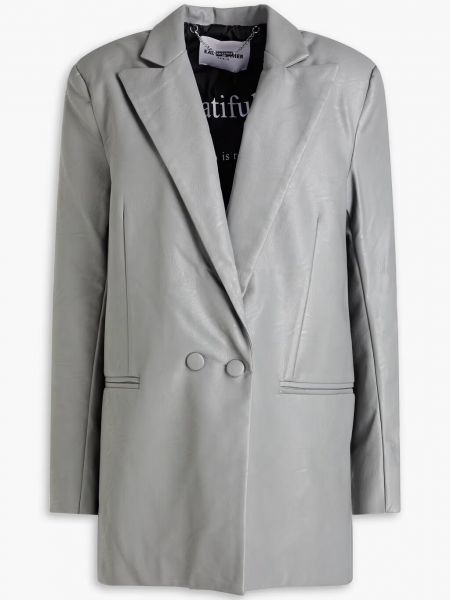 Кожаный пиджак из искусственной кожи Each X Other серый
