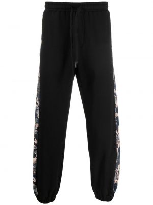 Kvetinové pruhované nohavice Versace Jeans Couture čierna