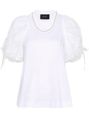 Chemise avec perles en coton à imprimé Simone Rocha blanc
