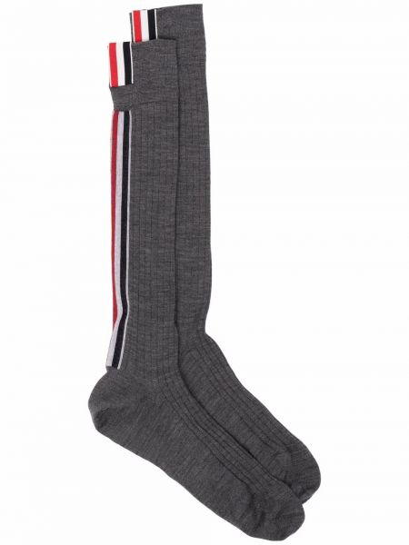 Ριγέ μάλλινος κάλτσες Thom Browne γκρι