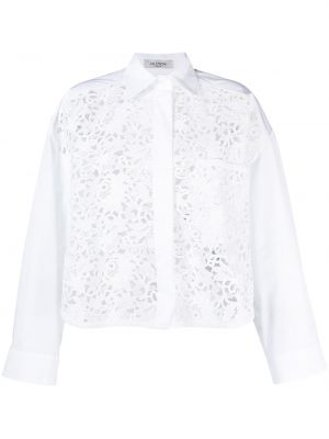 Camisa con bordado de flores Valentino blanco