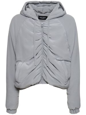 Svilena bomber jakna iz krep tkanine Dolce & Gabbana siva