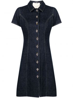Džínové šaty s knoflíky Chanel Pre-owned modré
